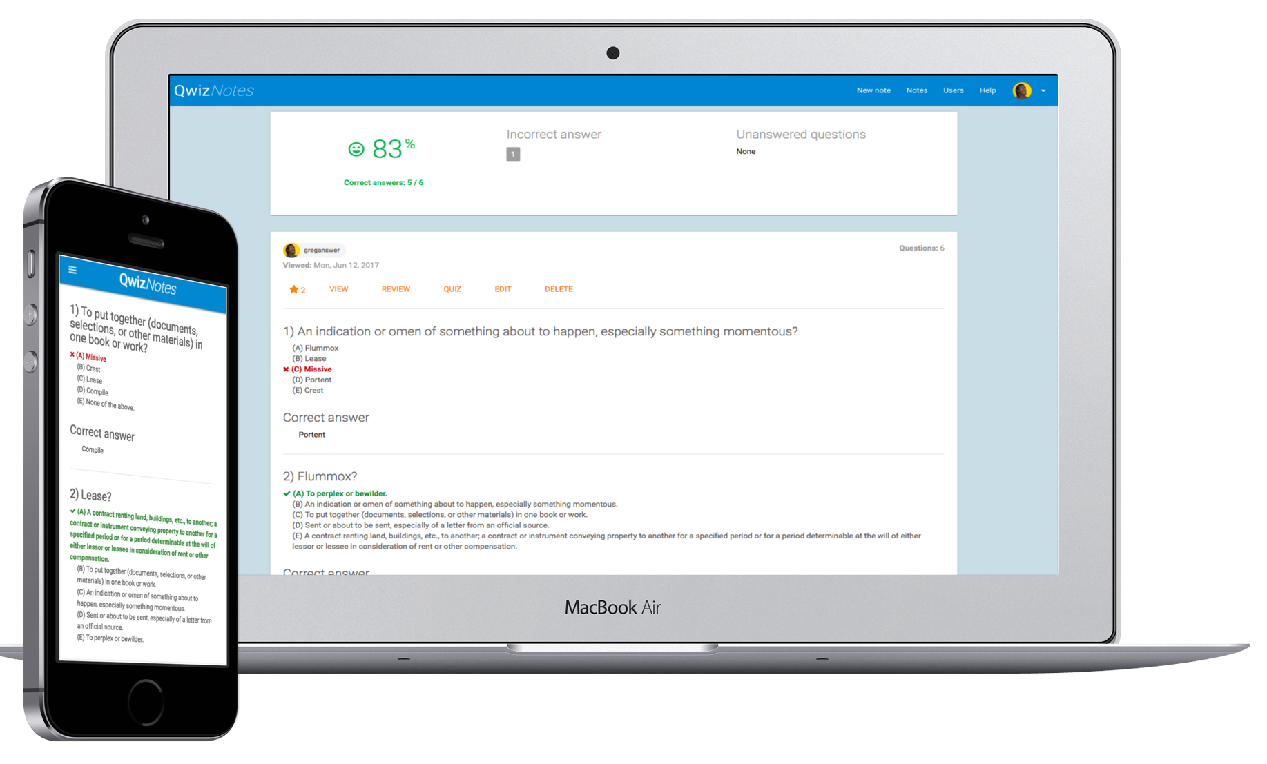 Qwiz Notes sample photo
